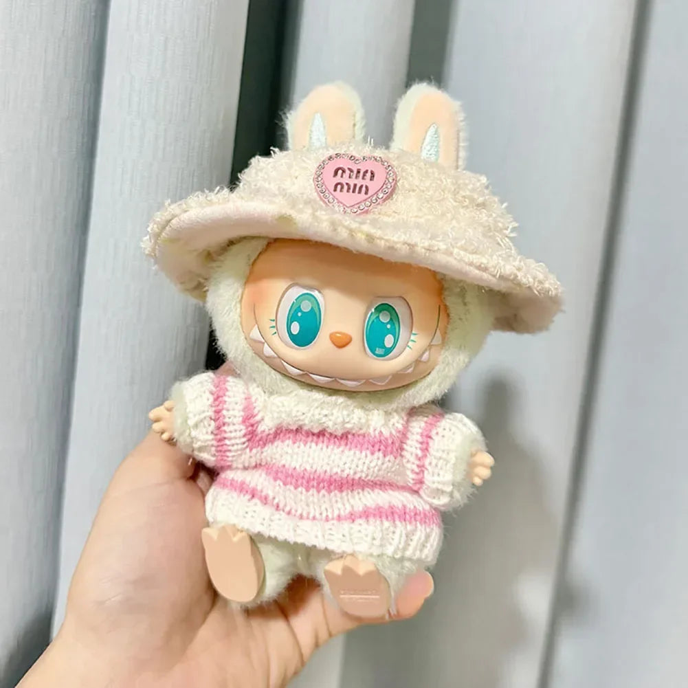 Pink White Striped Sweater for Labubu Doll