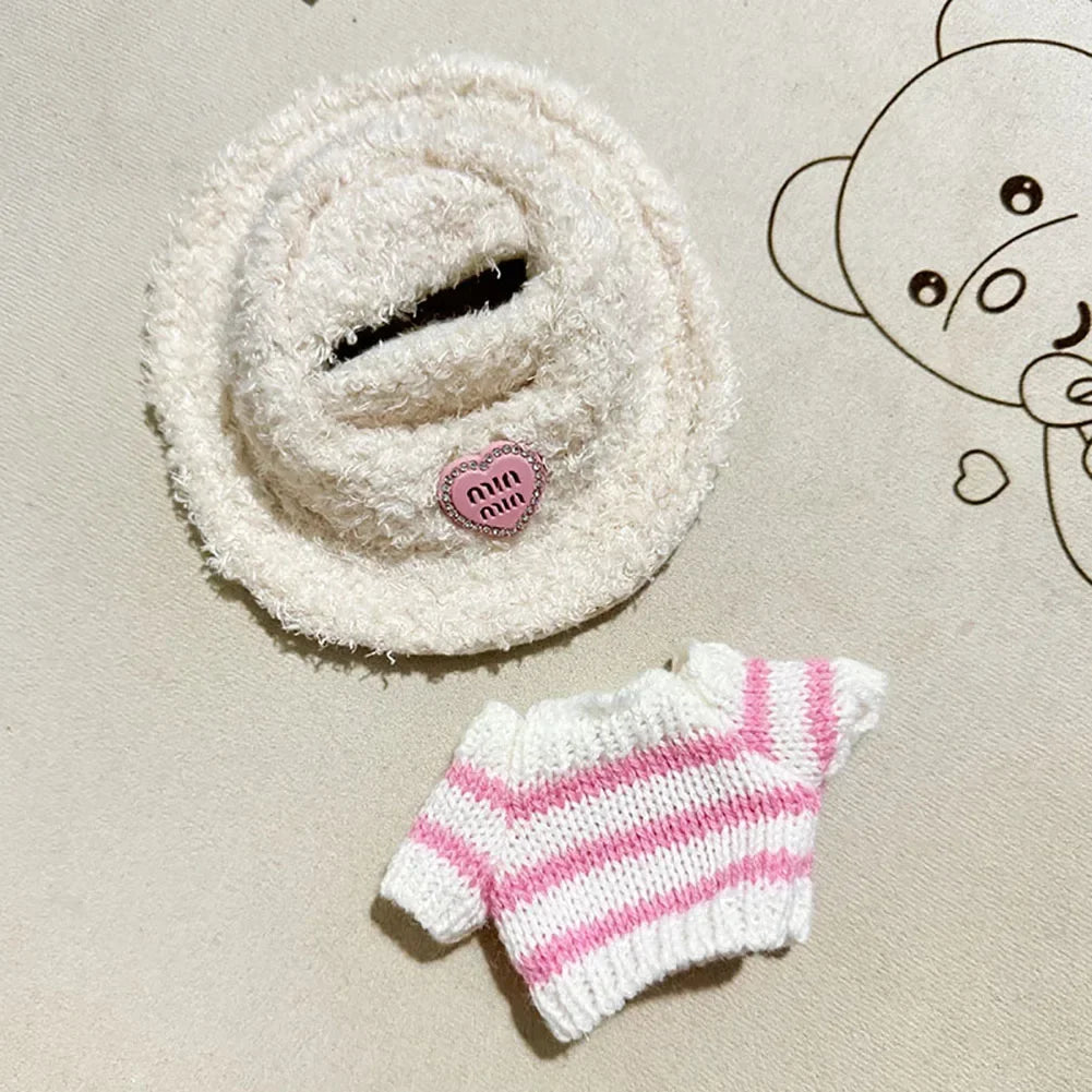 Pink White Striped Sweater for Labubu Doll