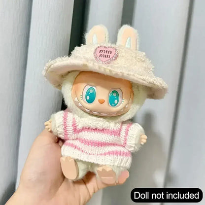 Pink White Striped Sweater for Labubu Doll