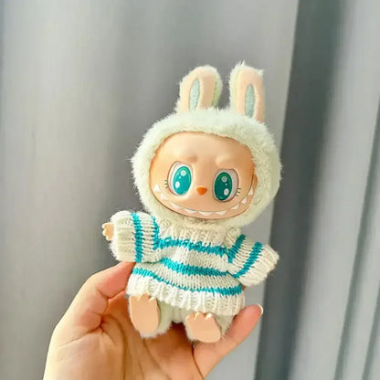 Pink White Striped Sweater for Labubu Doll