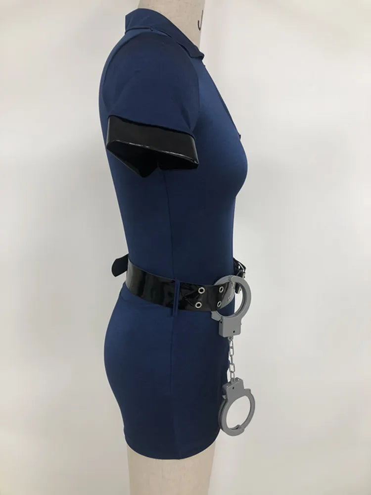 Blue Policewoman Cosplay Costume