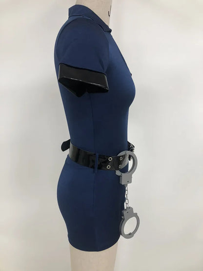 Blue Policewoman Cosplay Costume
