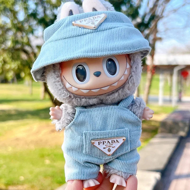 Labubu Doll Corduroy Clothing Set with Hat