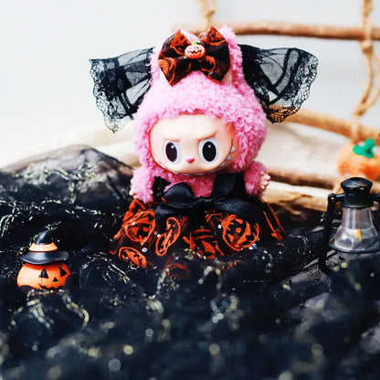 Labubu Doll Halloween Pumpkin Outfit with Hat