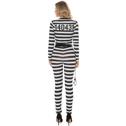 Striped Prisoner Halloween Costume