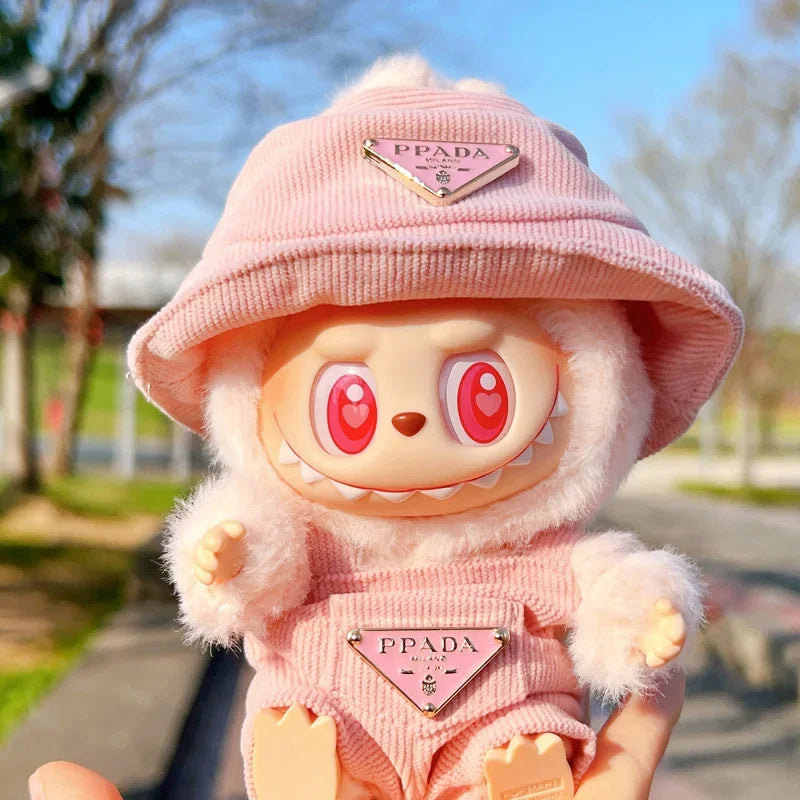 Labubu Doll Corduroy Clothing Set with Hat