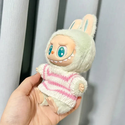 Pink White Striped Sweater for Labubu Doll