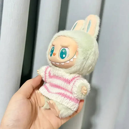 Pink White Striped Sweater for Labubu Doll