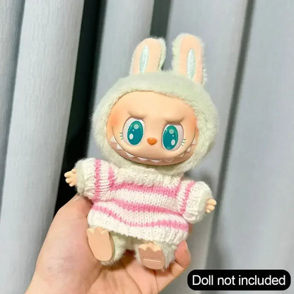Pink White Striped Sweater for Labubu Doll