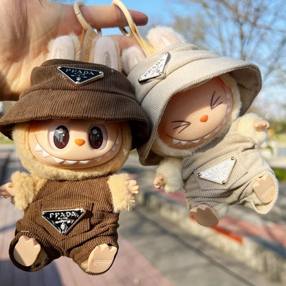 Labubu Doll Corduroy Clothing Set with Hat