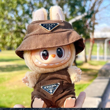 Labubu Doll Corduroy Clothing Set with Hat