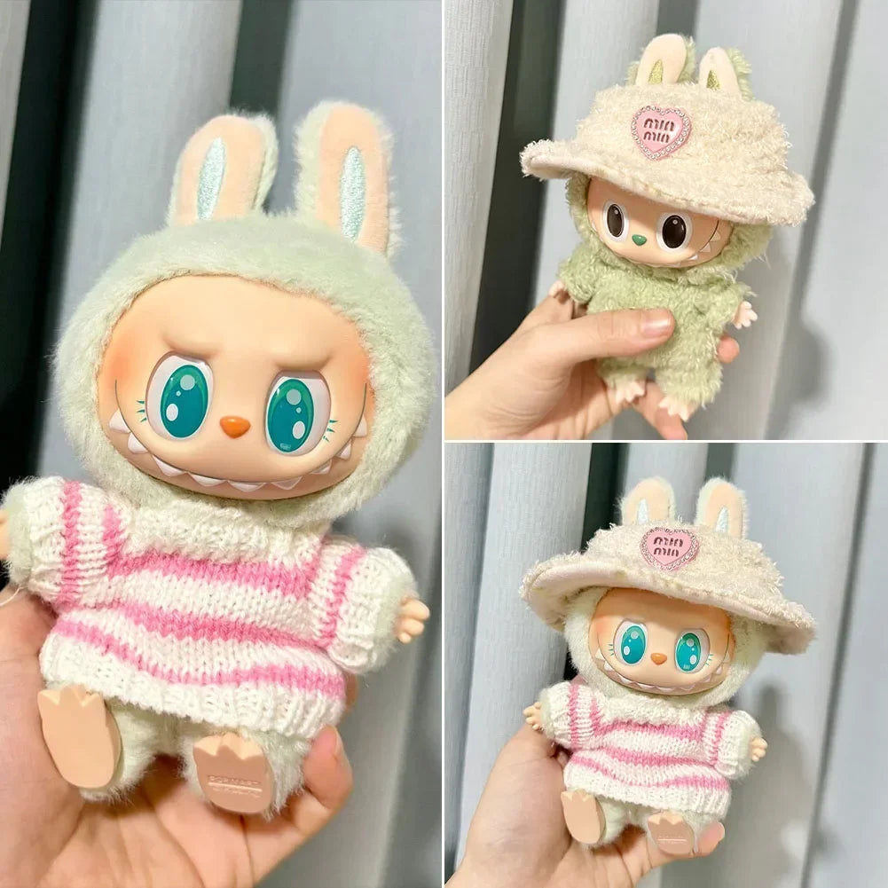 Pink White Striped Sweater for Labubu Doll