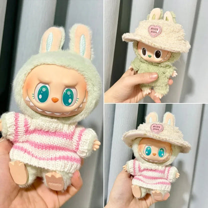 Pink White Striped Sweater for Labubu Doll