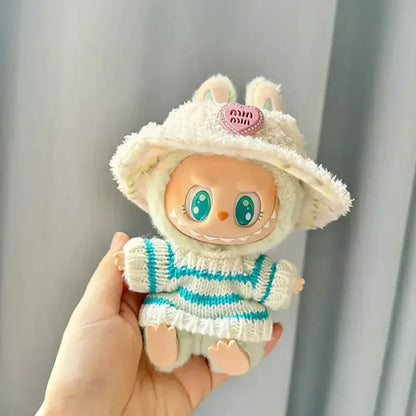 Pink White Striped Sweater for Labubu Doll