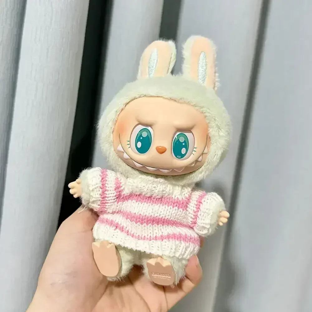 Pink White Striped Sweater for Labubu Doll