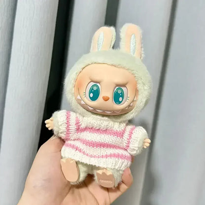 Pink White Striped Sweater for Labubu Doll
