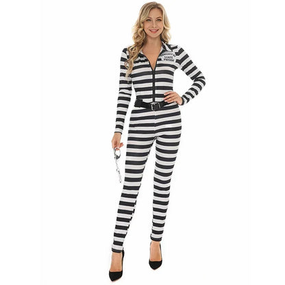 Striped Prisoner Halloween Costume