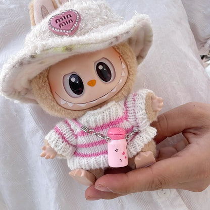 Pink White Striped Sweater for Labubu Doll