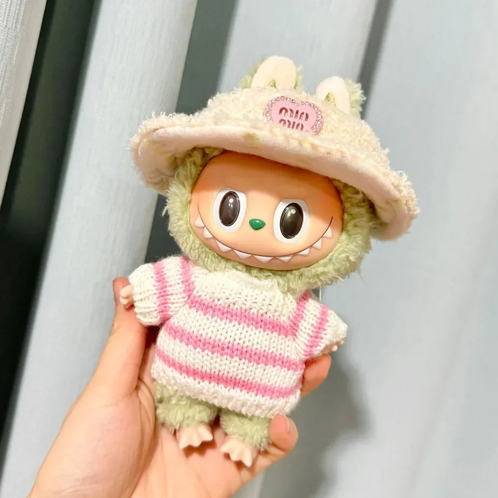 Pink White Striped Sweater for Labubu Doll