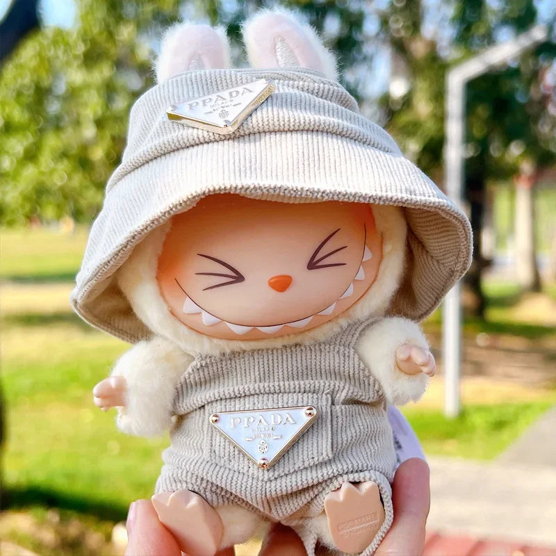 Labubu Doll Corduroy Clothing Set with Hat
